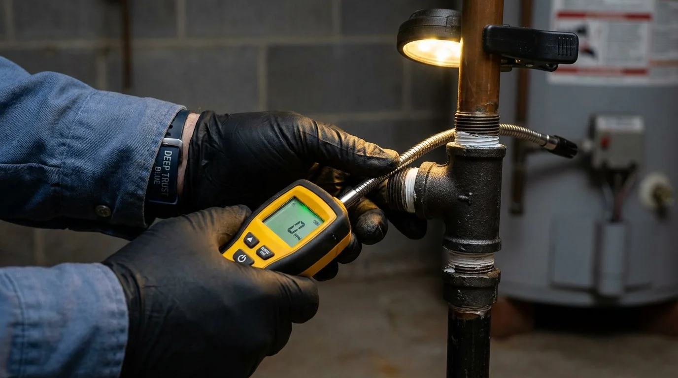 Gas leak detection with electronic sniffer by Johns Plumbing LLC in Loves Park