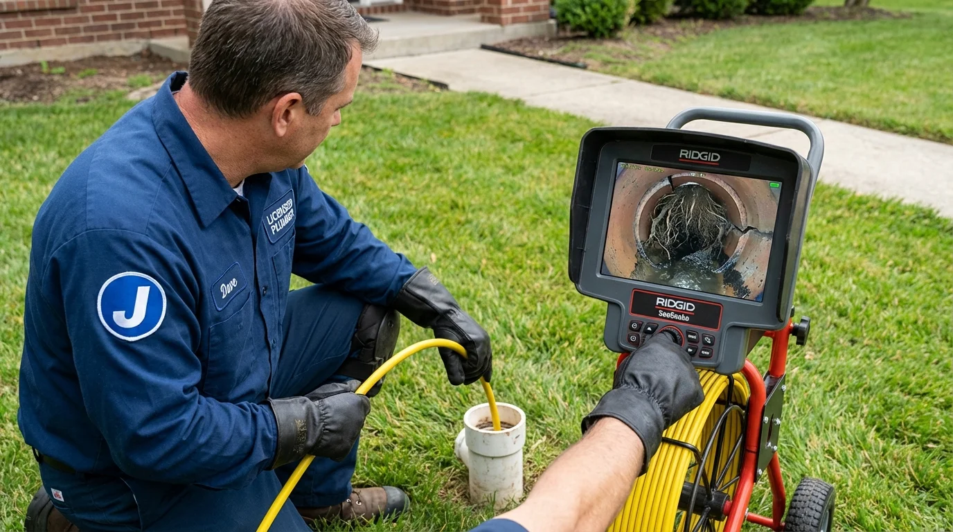 Sewer camera inspection being performed by Johns Plumbing LLC in Loves Park
